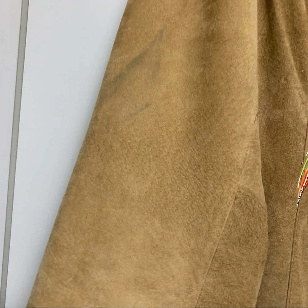 Vintage Avanti New York Small Tan Suede Leather Floral Bird Embroidered Jacket - Picture 5 of 15